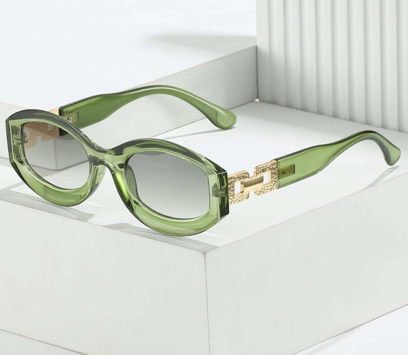 Unisex Green Accessories Oval Frame Fashion Glasses For Vacation